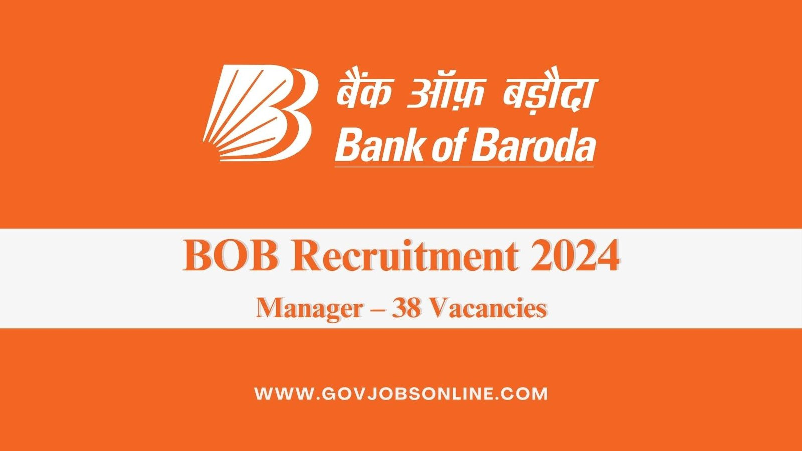 Bank Of Baroda Manager BOB Recruitment 2024 38 Vacancies   JOB Banner 69 